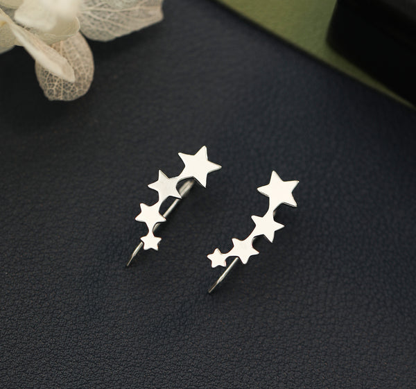 Sterling Silver Star Quartet Crawler Climber Earrings