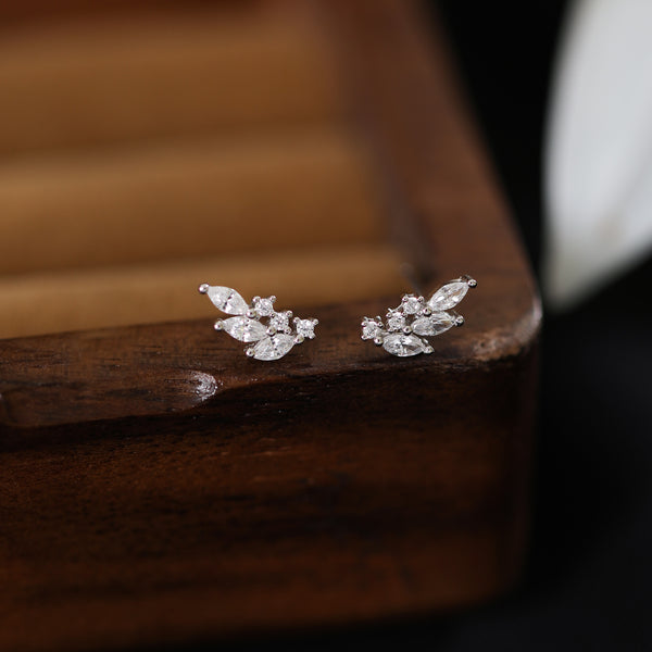 Sterling Silver Leaves Stud Earrings