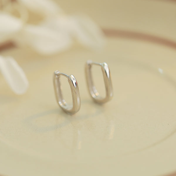 925 Sterling Silver Rectangular Hoop Earrings