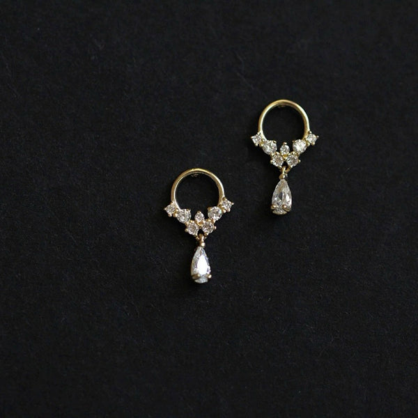 Sterling Silver Pave Cluster Diamond Earrings