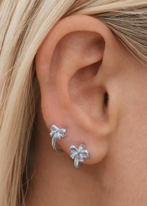 925 Sterling Silver Bowknot Hoop Earrings