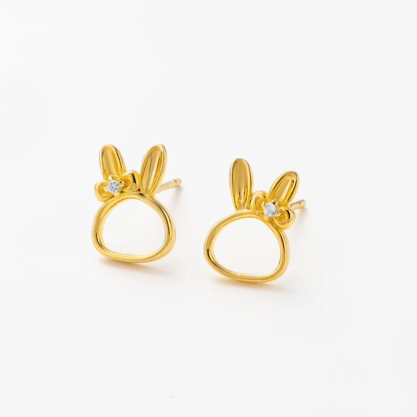 Sterling Silver Bow Bunny Rabbit Stud Earrings