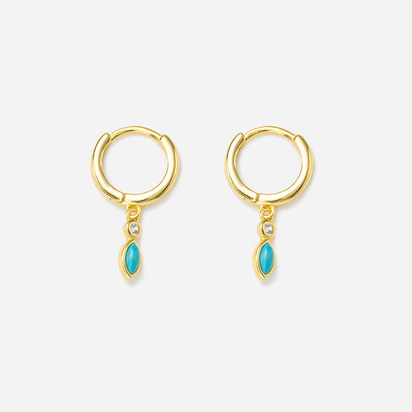 Sterling Silver Tiny Turquoise Hoop Earrings