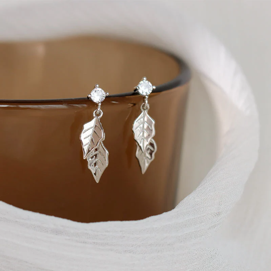 925 Sterling Silver Leaves Earrings