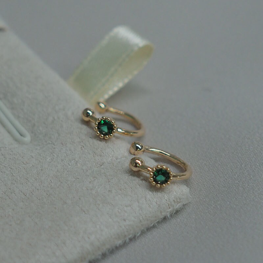 925 Sterling Silver Emerald Ear Cuffs