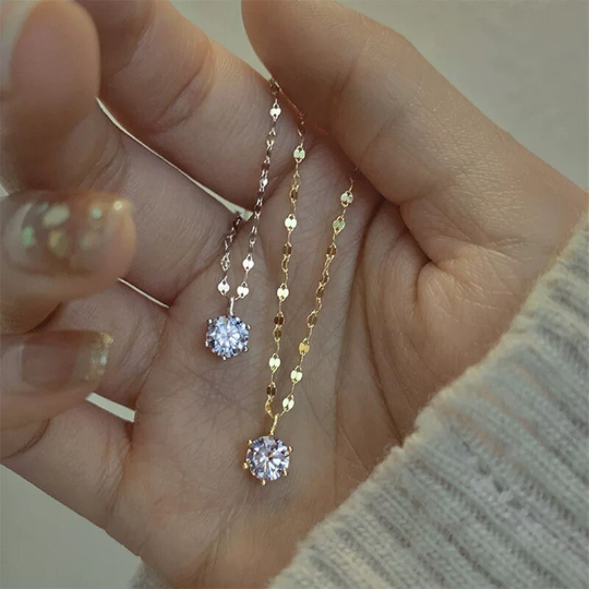 Waterproof CZ Diamond Pendant Necklace