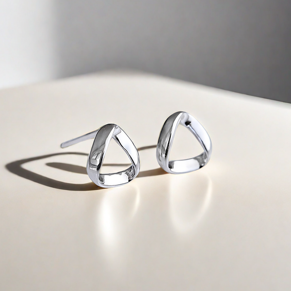 925 Sterling Silver Tiny Moebius Stud Earrings