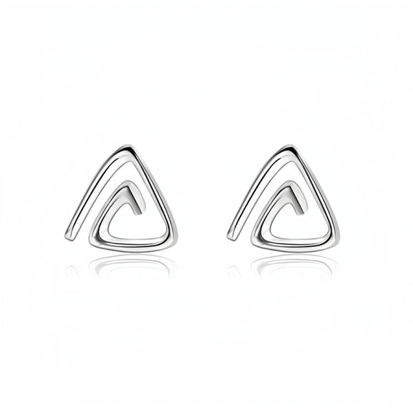 Sterling Silver Tiny Spiral Triangle Stud Earrings