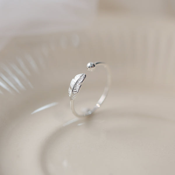 925 Sterling Silver Feather Ring