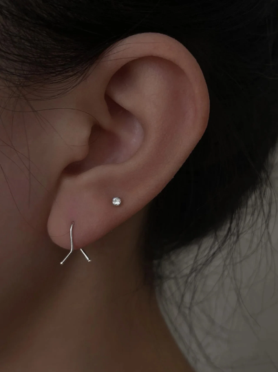 Sterling Silver Geometric Irregular Earrings