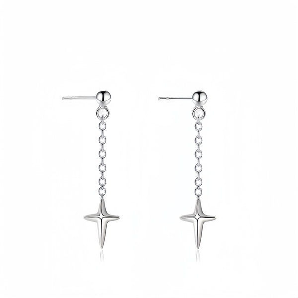 Sterling Silver Star Drop Earrings