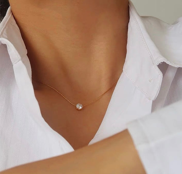 Floating Diamond Solitaire Necklace