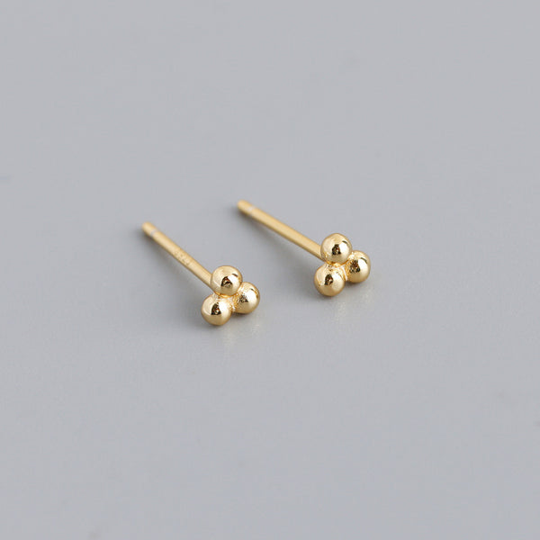 Sterling Silver Very Tiny Round Beads Stud Earrings