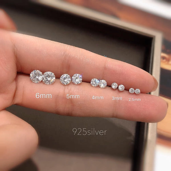 Sterling Silver Diamond Stud Earrings