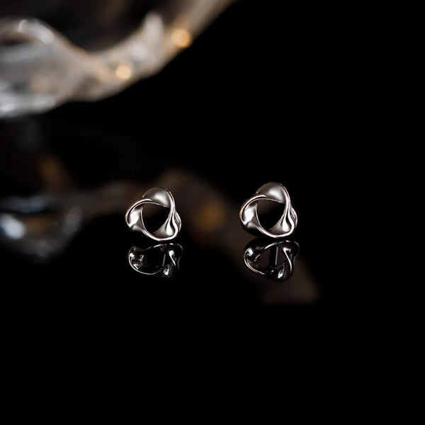 Sterling Silver Tiny Moebius Stud Earrings