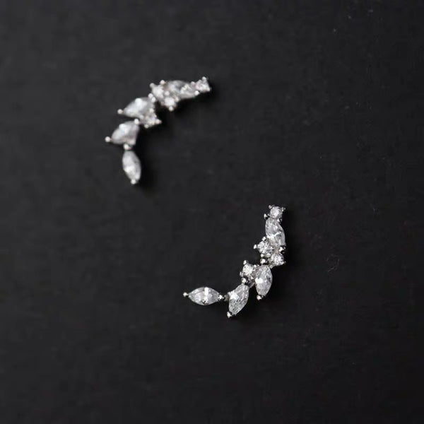 Sterling Silver Leaves Stud Earrings