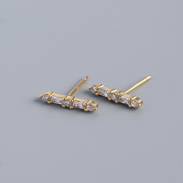 Sterling Silver Zirconia Bar Stud Earrings