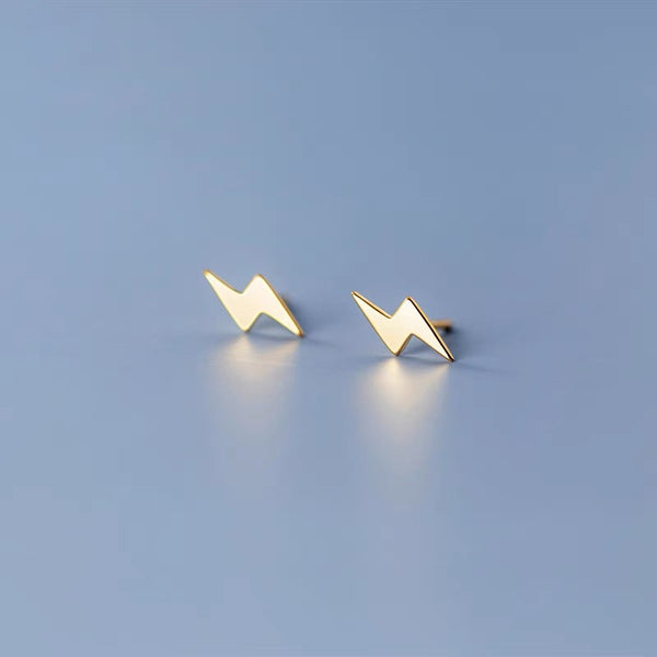 Sterling Silver Tiny Lightning Stud Earrings