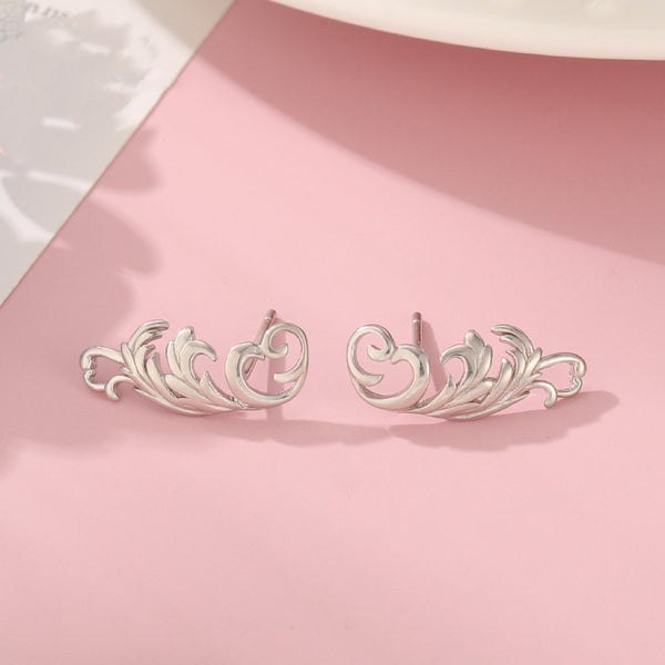 925 Sterling Silver Lace Hollow Carving Stud Earrings