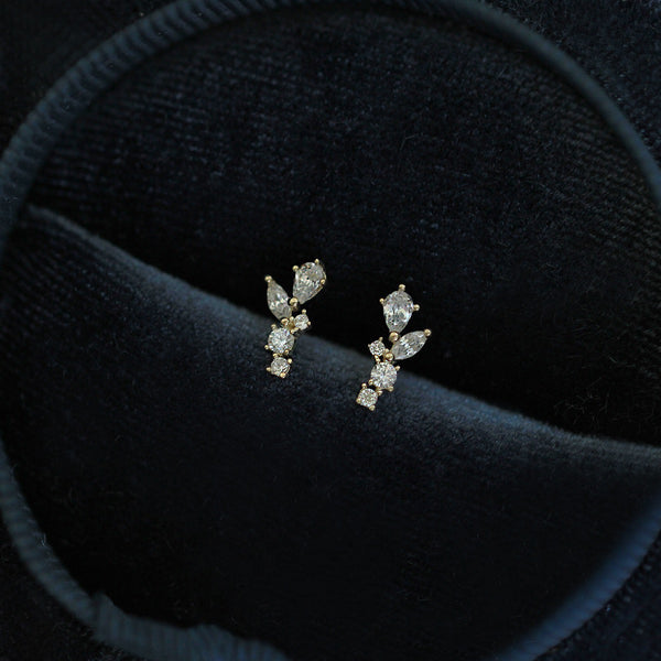 Sterling Silver Leaves Leaf Stud Earrings