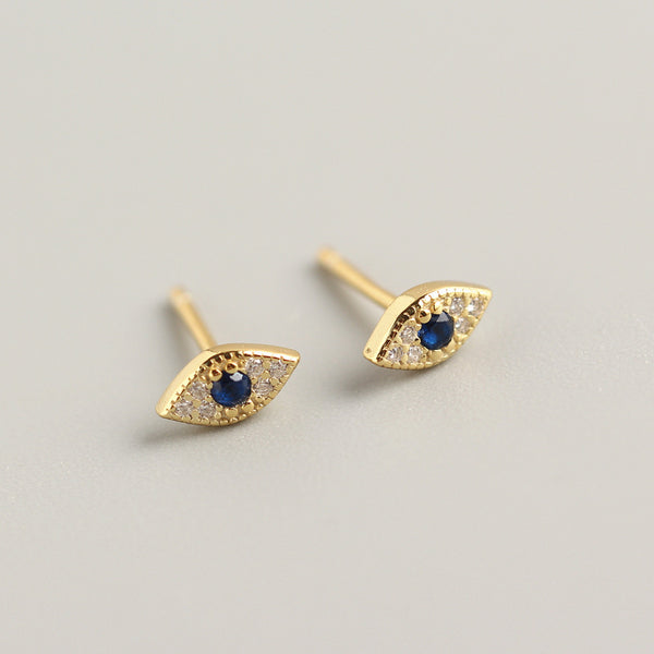 925 Sterling Silver CZ Diamond Eye Stud Earrings