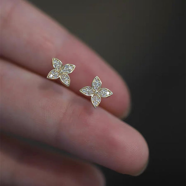 Sterling Silver Four Leaf Clover Stud Earrings