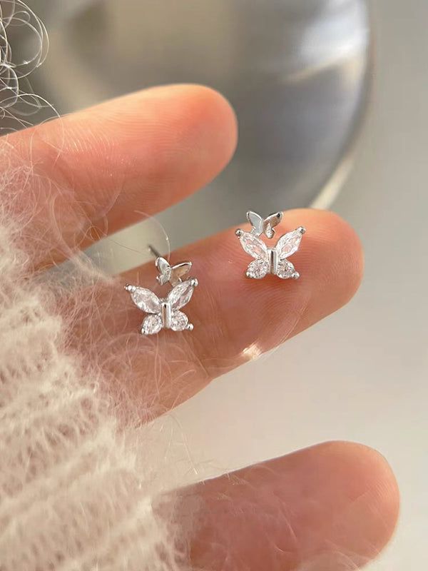 925 Sterling Silver Butterfly Stud Earrings