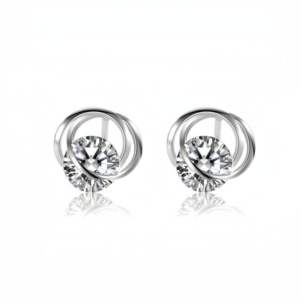 925 Sterling Silver Three-Dimensional Hollow Suspension Stud Earrings