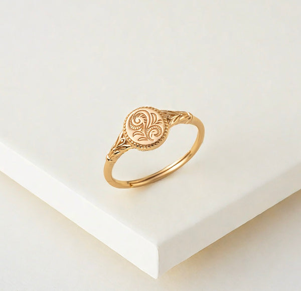 Sterling Silver Gold Birth Flower Signet Ring