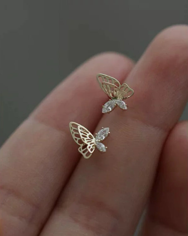 Sterling Silver 3D Butterfly Stud Earrings