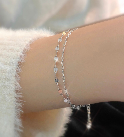 925 Sterling Silver Double Layer Bracelet