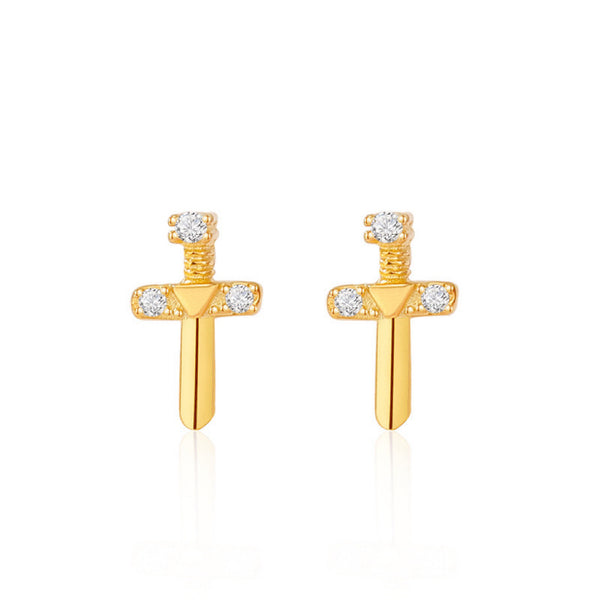 Sterling Silver Cross Stud Earrings