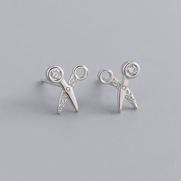 925 Sterling Silver Scissors Stud Earrings