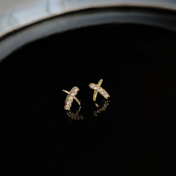 Sterling Silver Tiny Letter X Stud Earrings