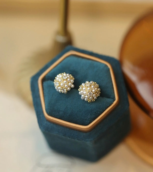 Pearl Ball Cluster Earrings