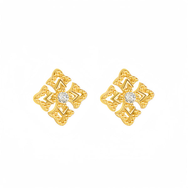 Sterling Silver Square Lace Stud Earrings