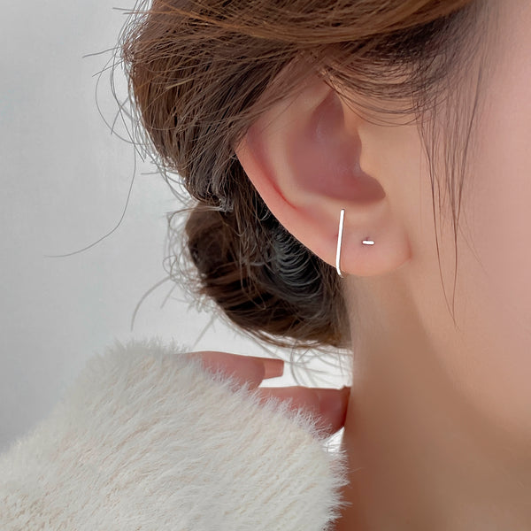 Sterling Silver Geometric Lines Threader Earrings