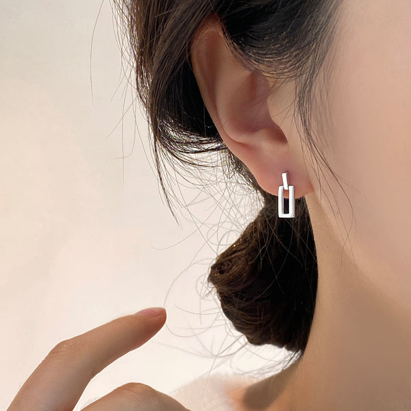 Sterling Silver Geometric Irregular Stud Earrings