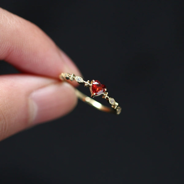 Sterling Silver Ruby Heart Ring