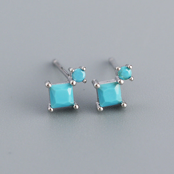 Sterling Silver Tiny Turquoise Stud Earrings