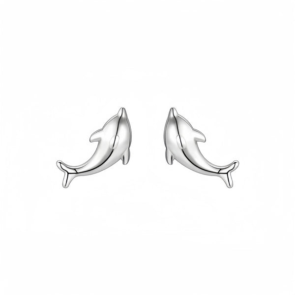 Sterling Silver Dolphin Stud Earrings