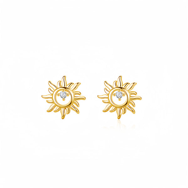 Sterling Silver Sun CZ Diamond Earrings